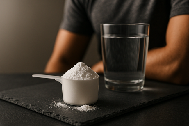 A scoop of plain creatine monohydrate