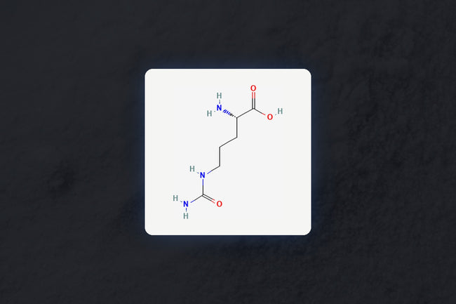 L-Citrulline molecular structure over real powder texture