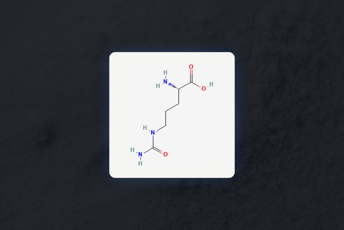 L-Citrulline molecular structure over real powder texture